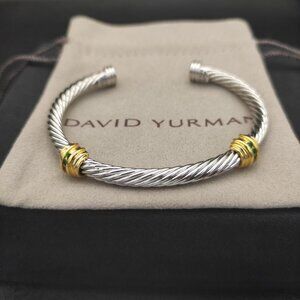 David Yurman 14K Gold Double Green Diamond Bracelet